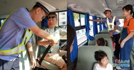 做好校車安全檢查--景德鎮交警太白園中隊在行動