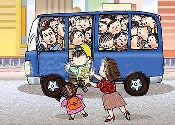 關注校車安全 一輛面包車硬塞進39個孩兒