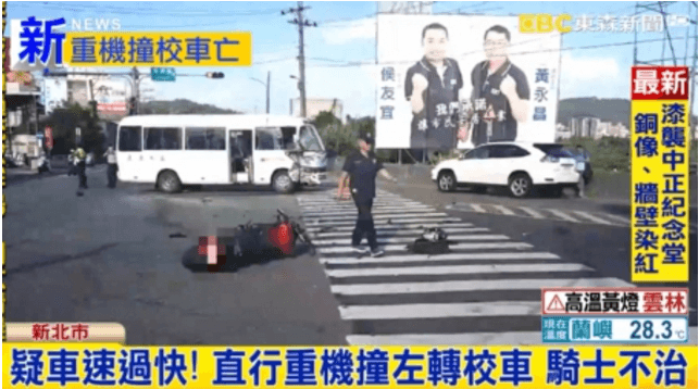 驚悚畫面曝光！重機撞上校車小巴 騎士噴飛重傷不治