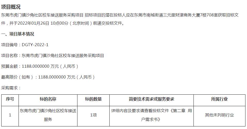 東莞市虎門鎮沙角股份經濟聯合社東莞市虎門鎮沙角社區校車接送服務采購項目公開招標公告